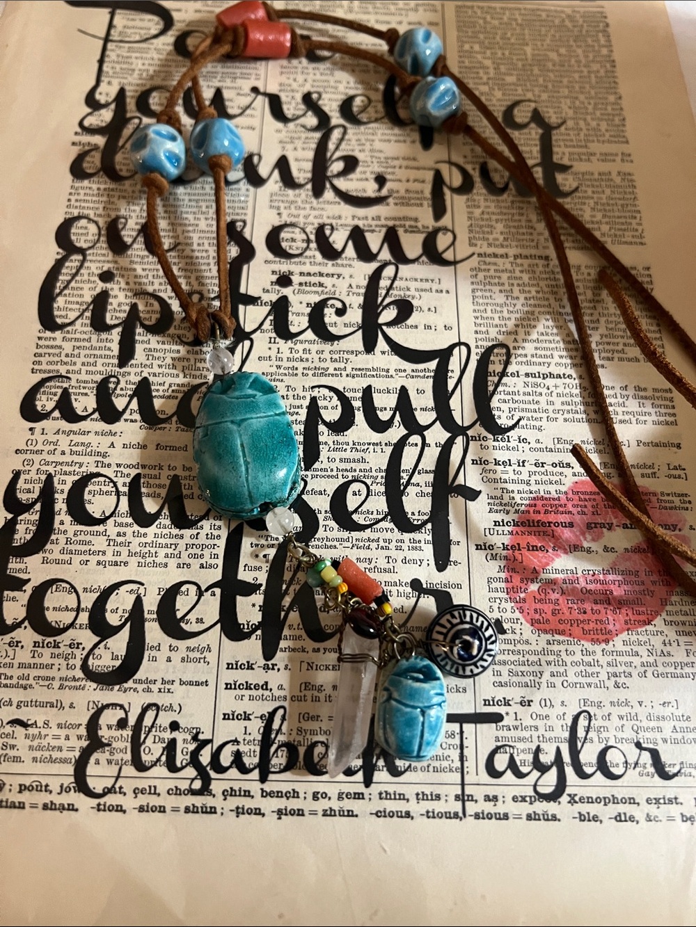 Handcrafted Turquoise Scarab Pendant Necklace - Unbranded